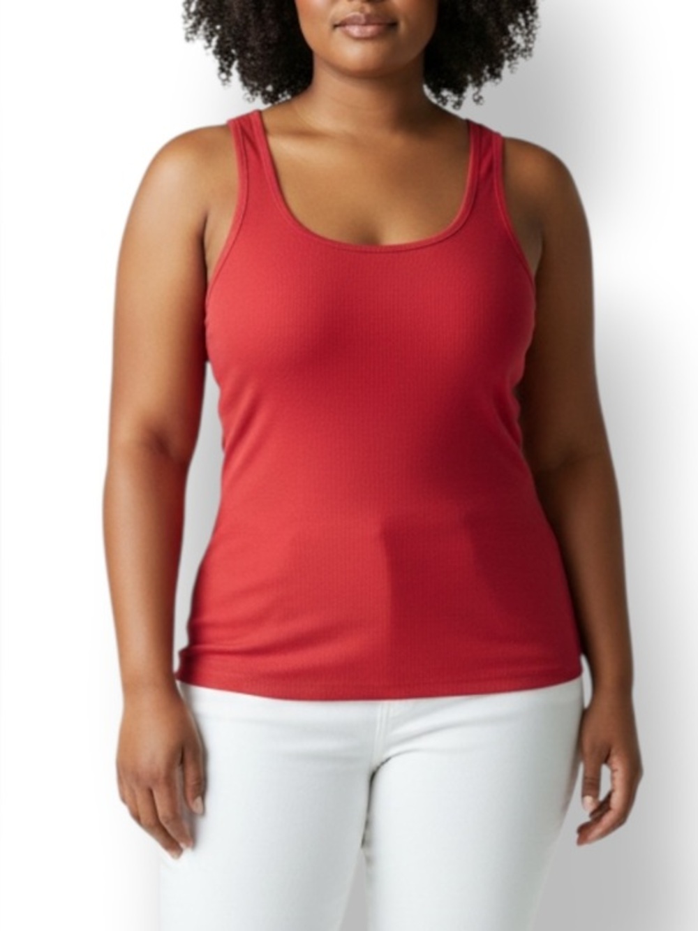 4/$20 Faded Glory Red Ribbed Stretch Must Have Tank Top XL 16 18